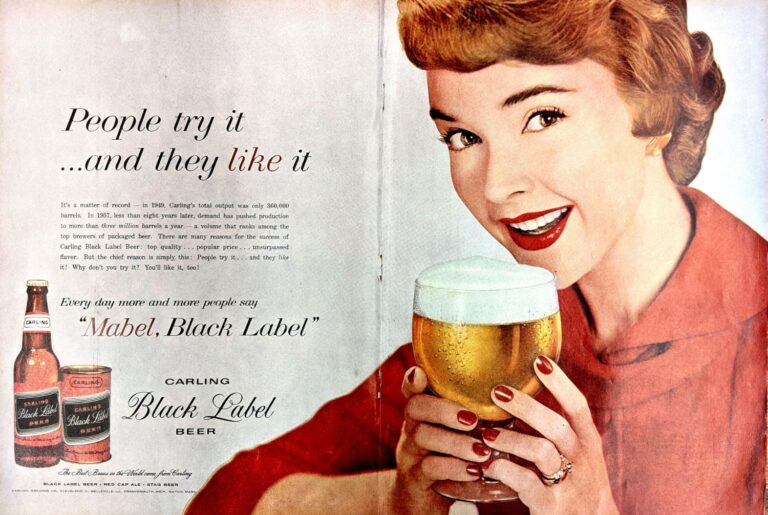 Vintage Posters Of Carling Black Label And Mabel, The Beer Brand’s Original Pin-up Girl